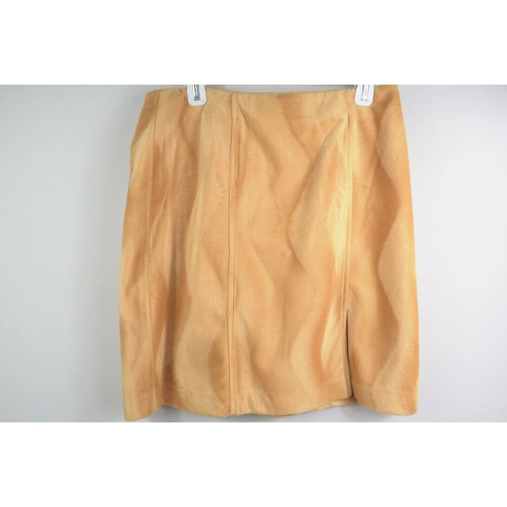 VTG 90s Boutique Europa Gold Velvet Wavy Mini Furry Skirt Womens Size 18 Y2K